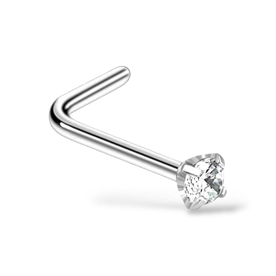 Silberner Nasenpiercing-Ohrring mit Zwerg-L-förmigem Zirkonia