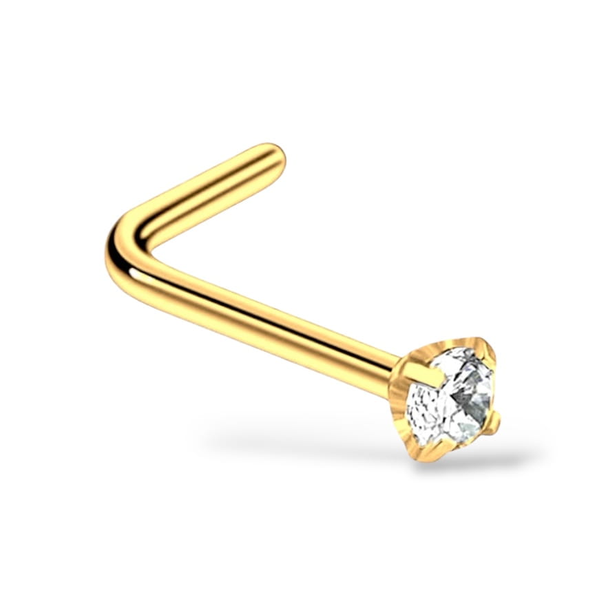 Goldener Nasenpiercing-Ohrring mit Zwerg-L-förmigem Zirkonia
