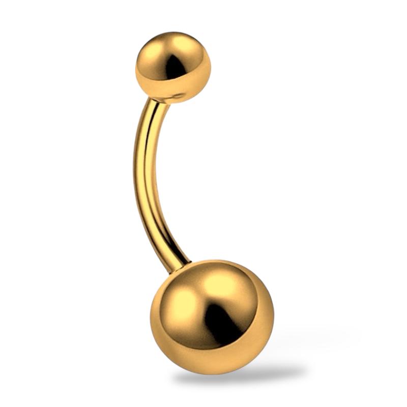 Bauchnabelpiercing aus Titan mit zwei Kugeln.