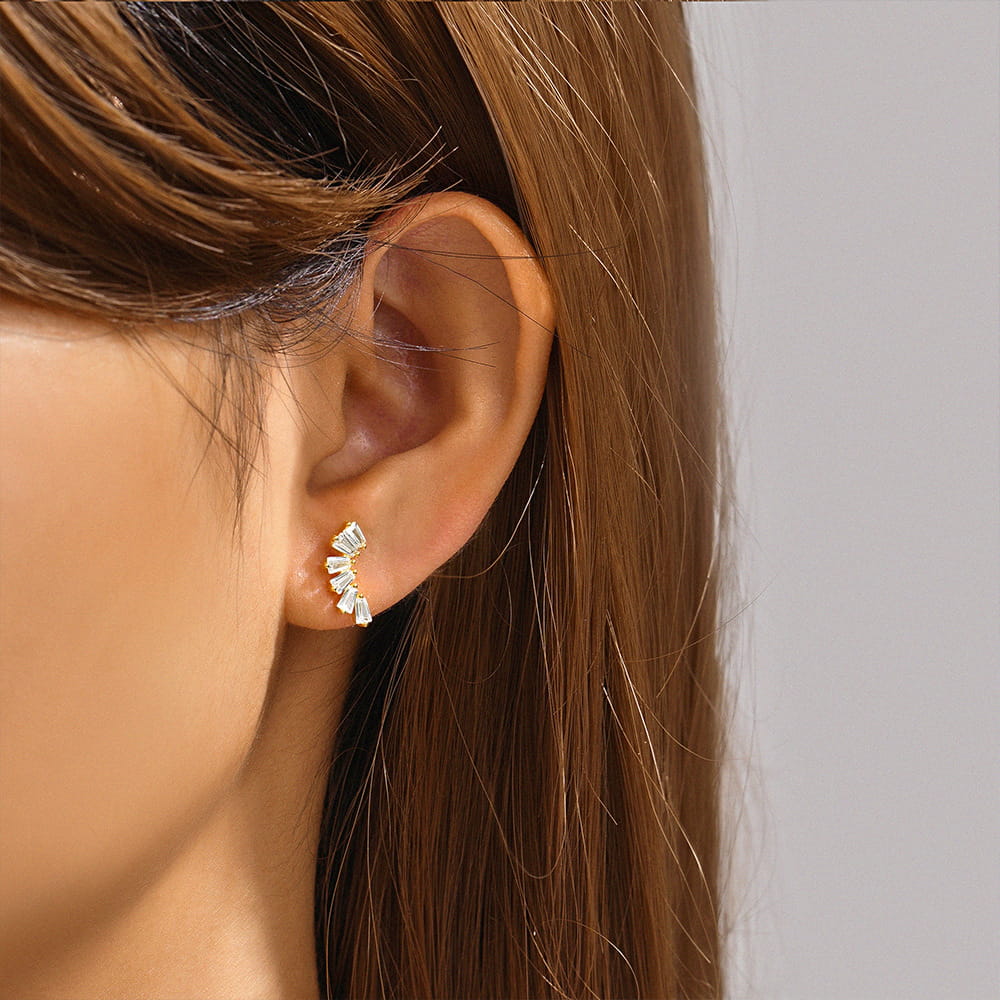 Goldener Labret-Ohrring mit Zirkonia – 925er Silber