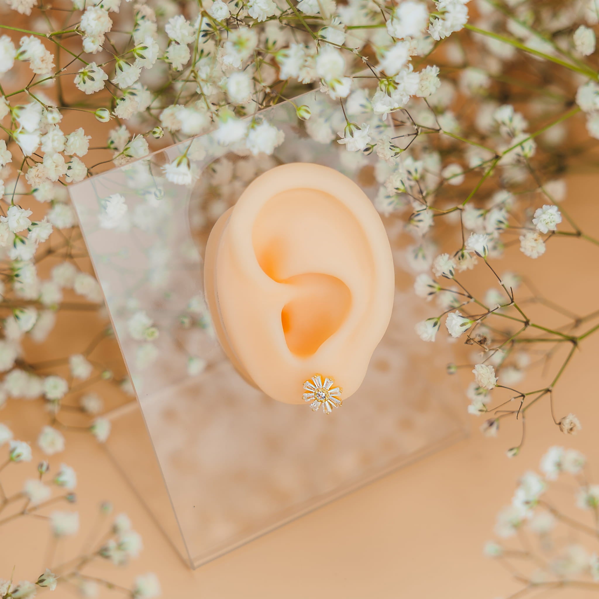 Florales Labret aus Gold – 925er Silber