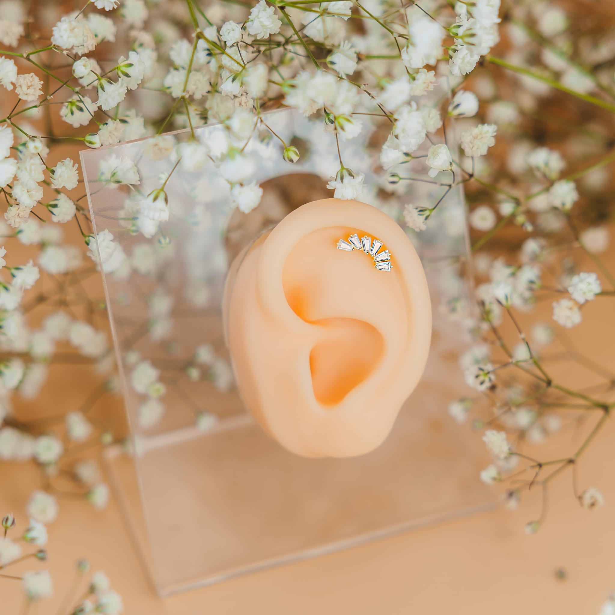Goldener Labret-Ohrring mit Zirkonia – 925er Silber