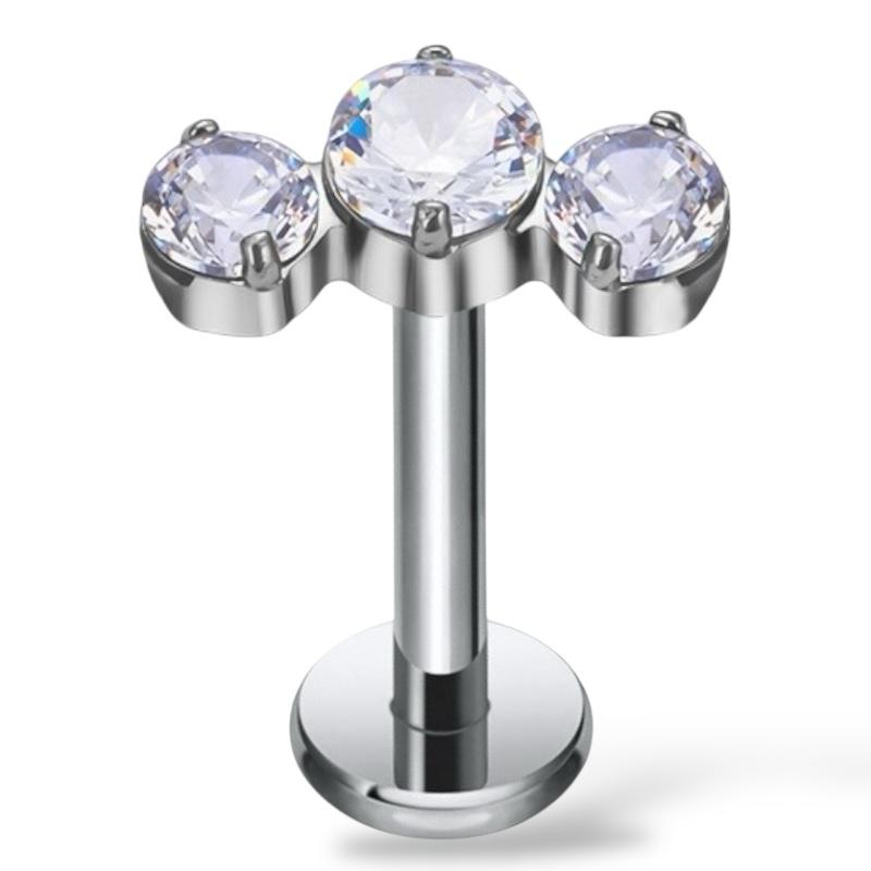 Labret aus Titan mit drei Zirkonen