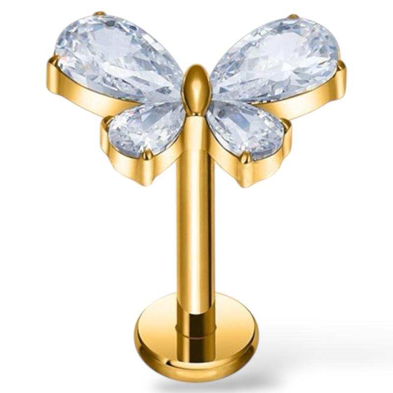 Dekorativer Labret-Verschluss aus Titan in Form eines Schmetterlings