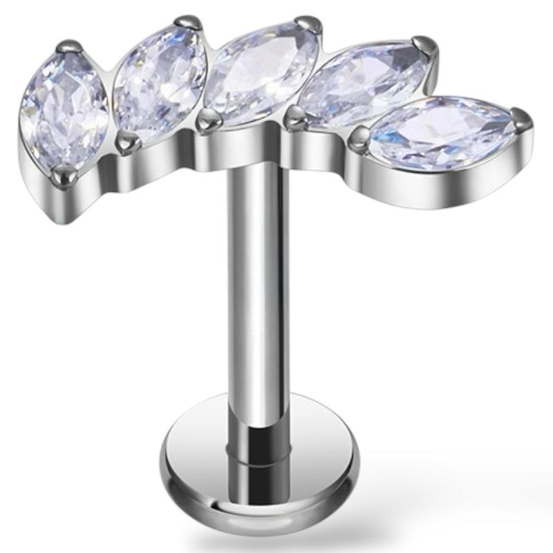 Labret aus Titan mit fünf Zirkonia