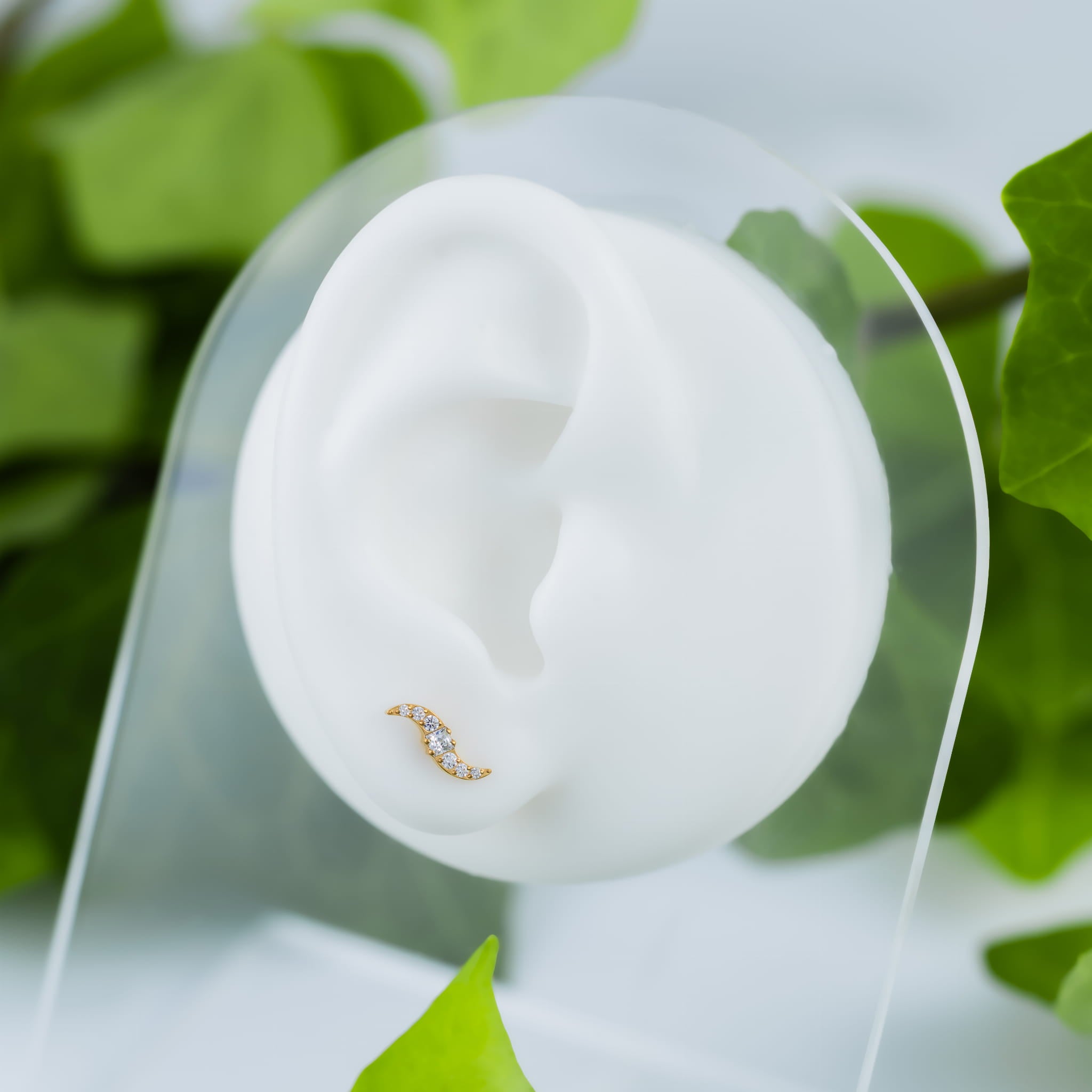 Labret aus Titan mit dekorativen Zirkonen