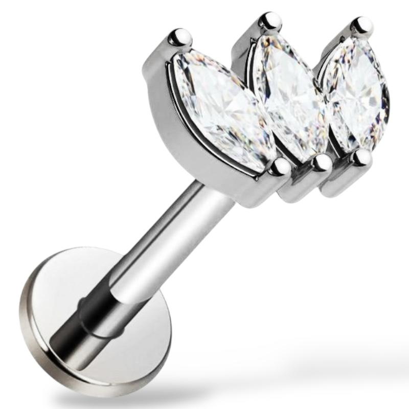 Dekoratives Labret aus Titansilber im Marquise-Schliff