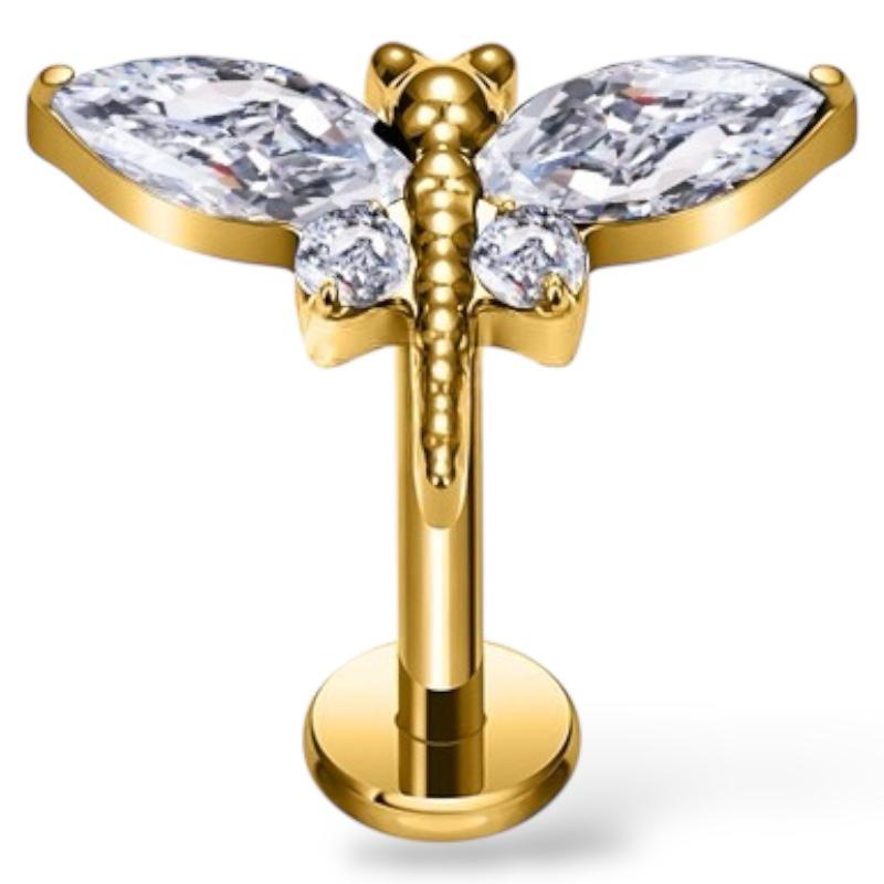 Libellen-Labret aus Titangold