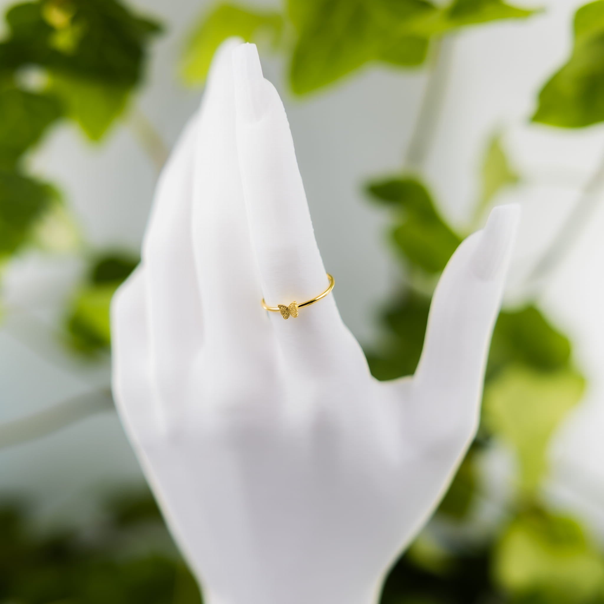 Goldring mit Schmetterlingsmotiv, Edelstahl