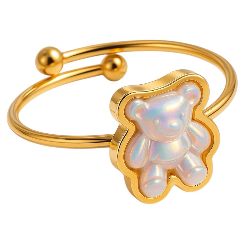 Pierścionek złoty pastelowy miś