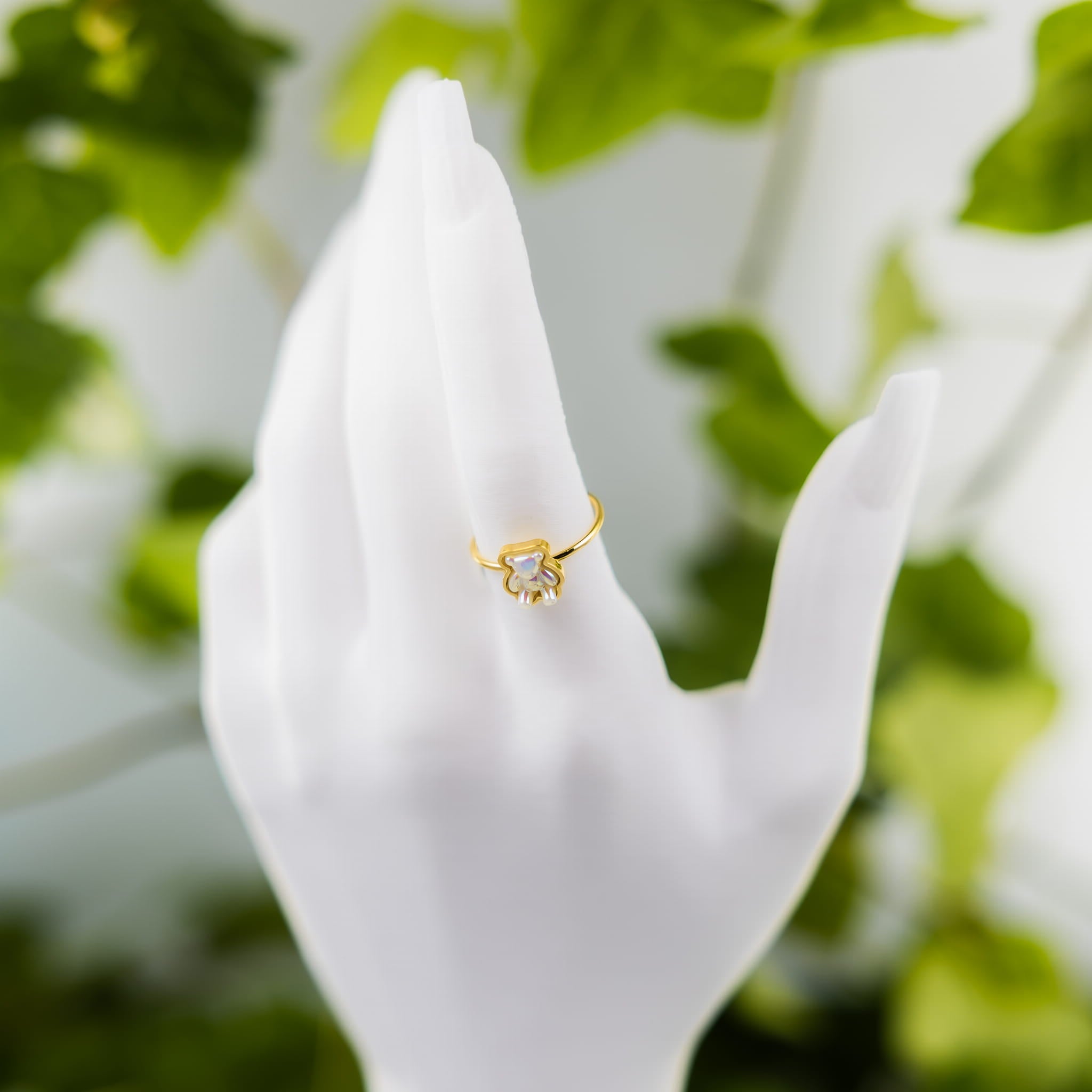 Pierścionek złoty pastelowy miś