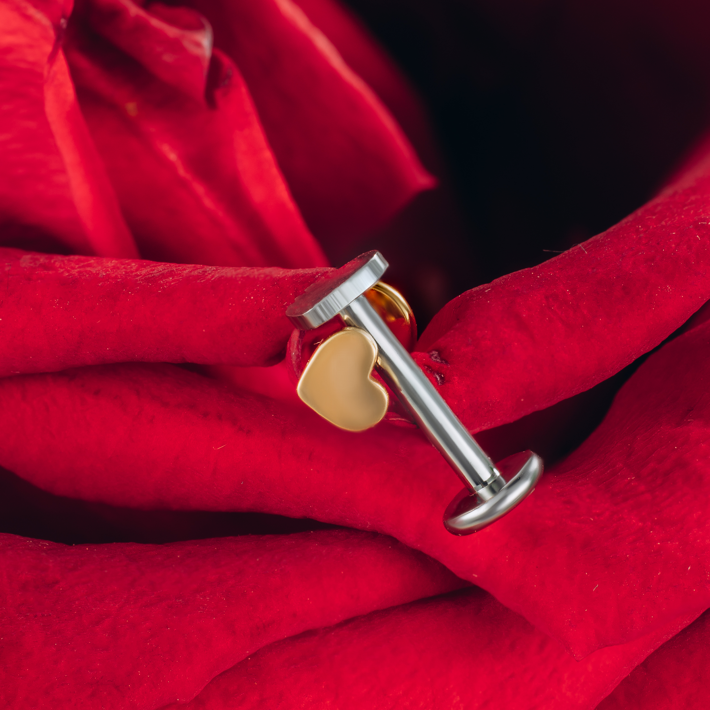 Labret aus Titan mit Herz