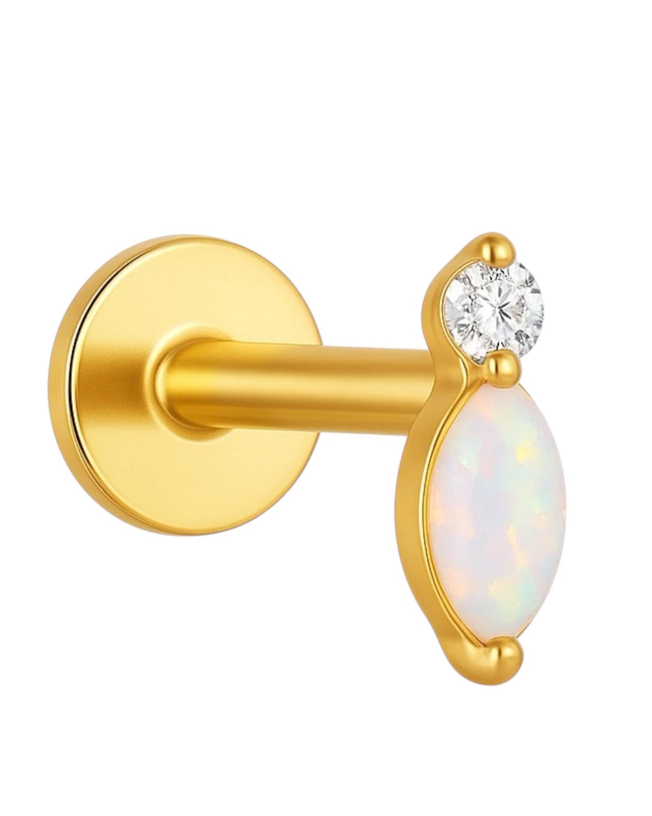 Labret-Ohrring aus Goldopal mit Zirkonia – SILBER 925