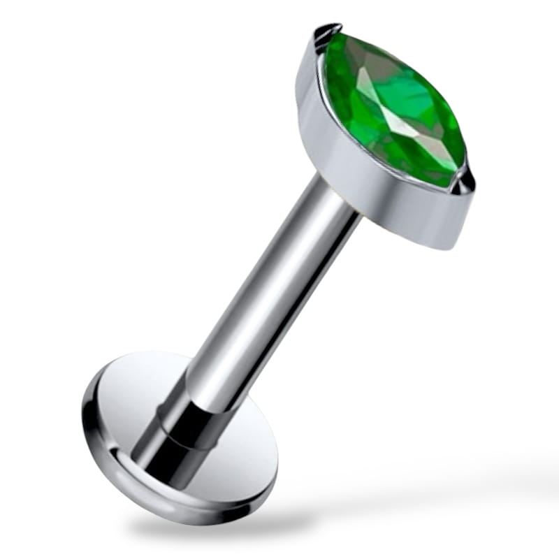 Labret-Ring aus Titansilber mit Zirkonia im Marquise-Schliff