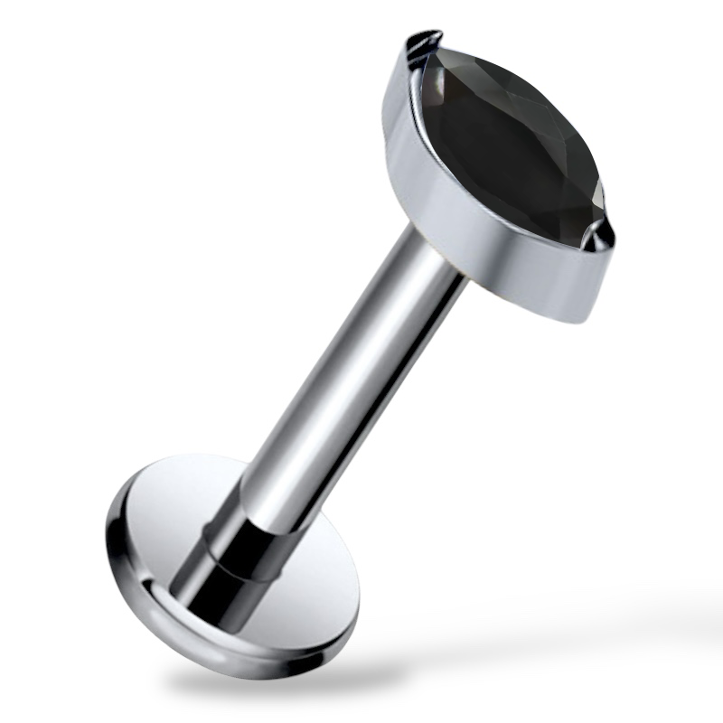 Labret-Ring aus Titansilber mit Zirkonia im Marquise-Schliff