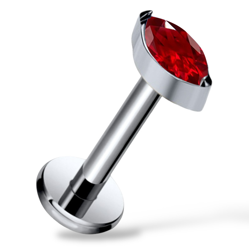 Labret-Ring aus Titansilber mit Zirkonia im Marquise-Schliff