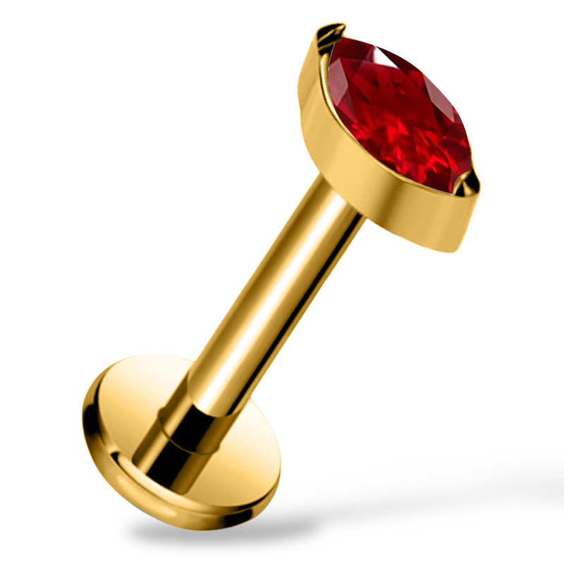 Labret aus Titan und Gold mit Marquise-Zirkonia
