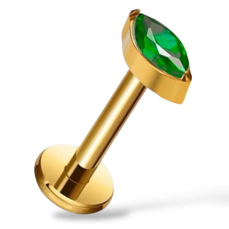 Labret aus Titan und Gold mit Marquise-Zirkonia