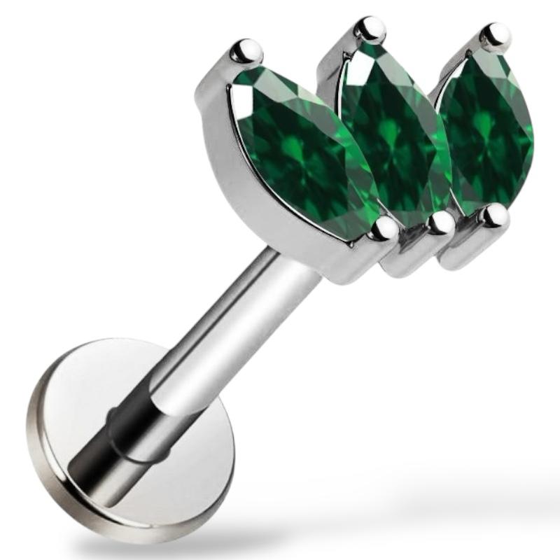 Dekoratives Labret aus Titansilber im Marquise-Schliff