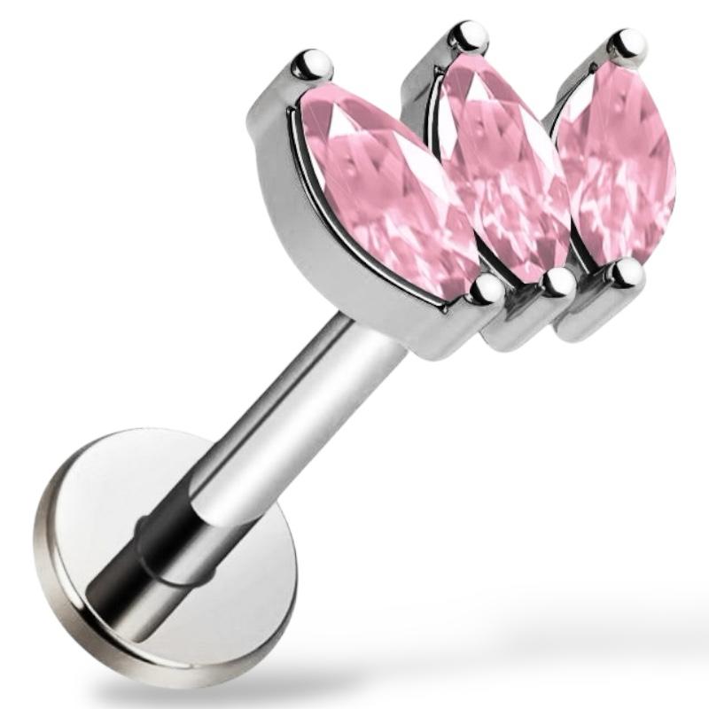 Dekoratives Labret aus Titansilber im Marquise-Schliff