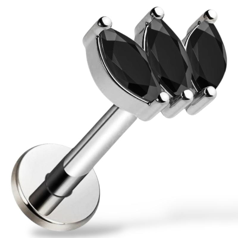 Dekoratives Labret aus Titansilber im Marquise-Schliff