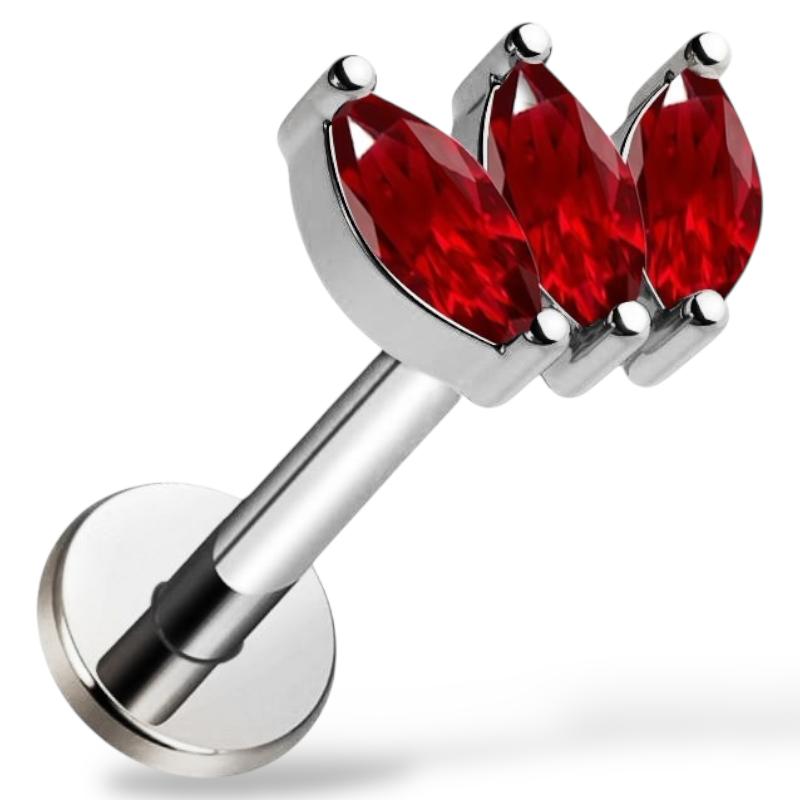 Dekoratives Labret aus Titansilber im Marquise-Schliff