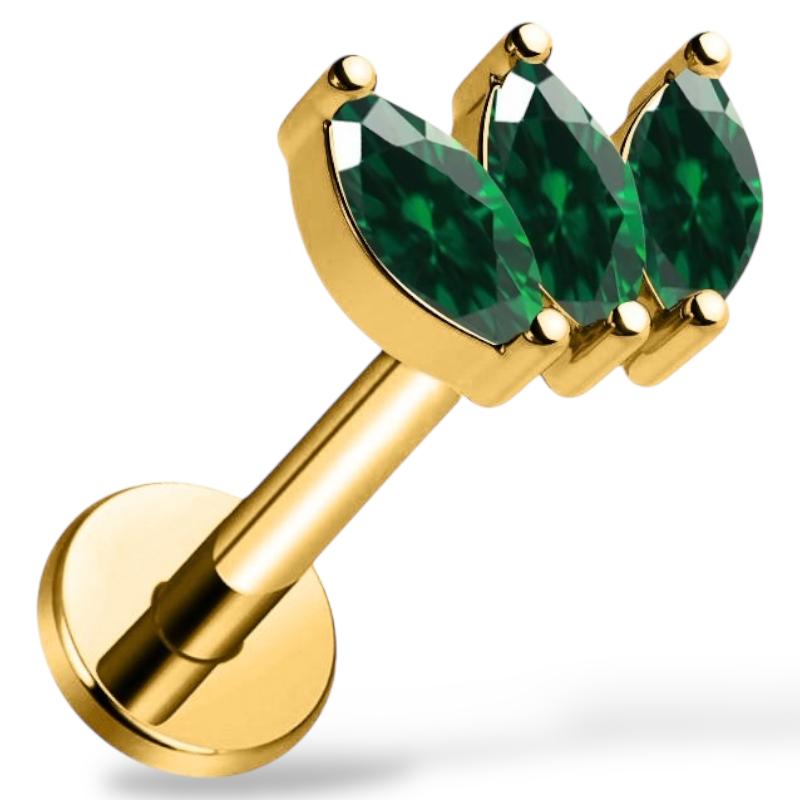 Dekoratives Labret aus Titan und Gold im Marquise-Schnitt