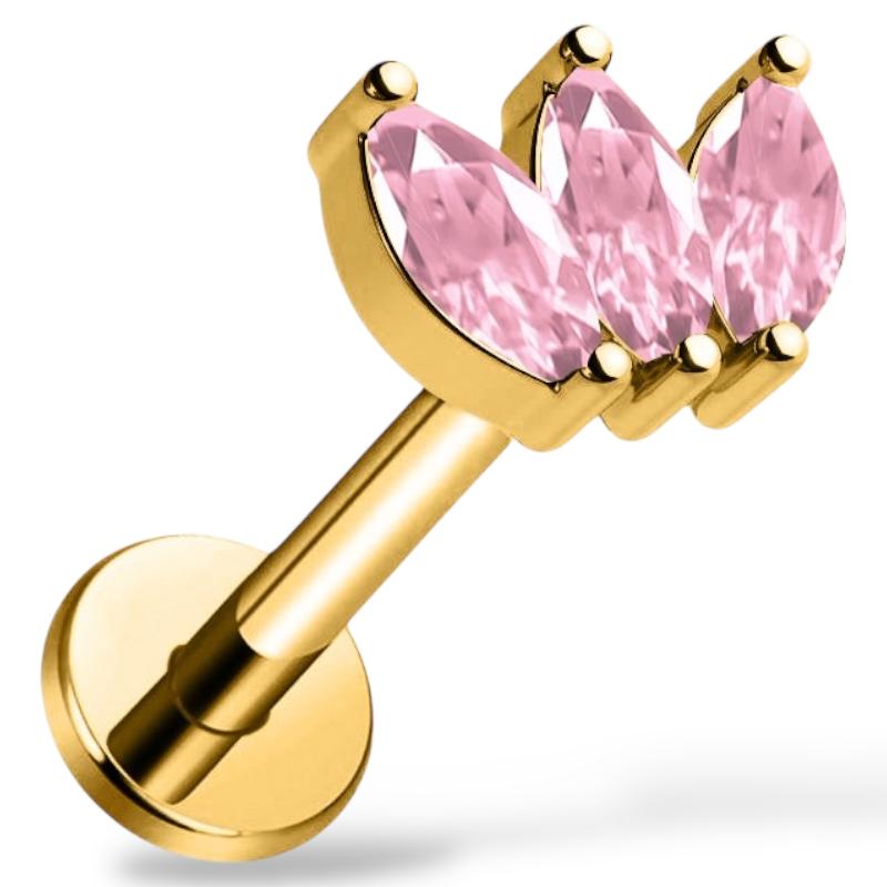 Dekoratives Labret aus Titan und Gold im Marquise-Schnitt