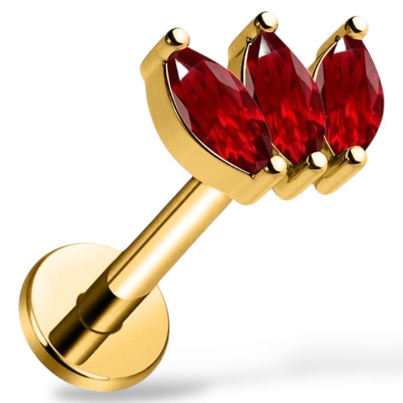 Dekoratives Labret aus Titan und Gold im Marquise-Schnitt