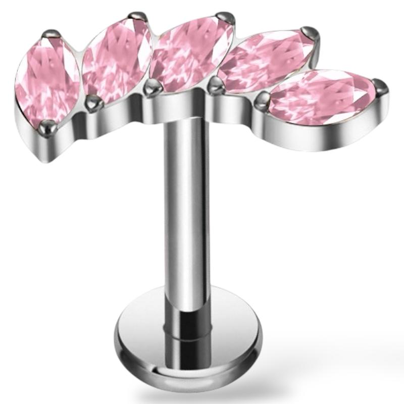 Labret aus Titan mit fünf Zirkonia