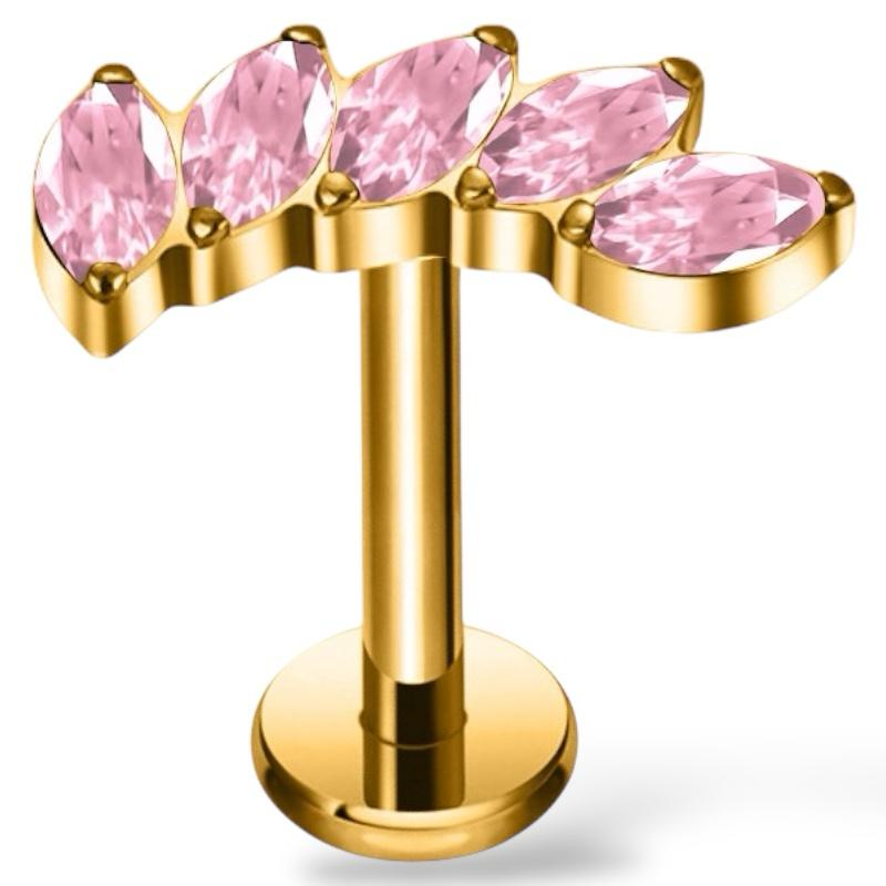 Labret aus Titan und Gold mit fünf Zirkonia