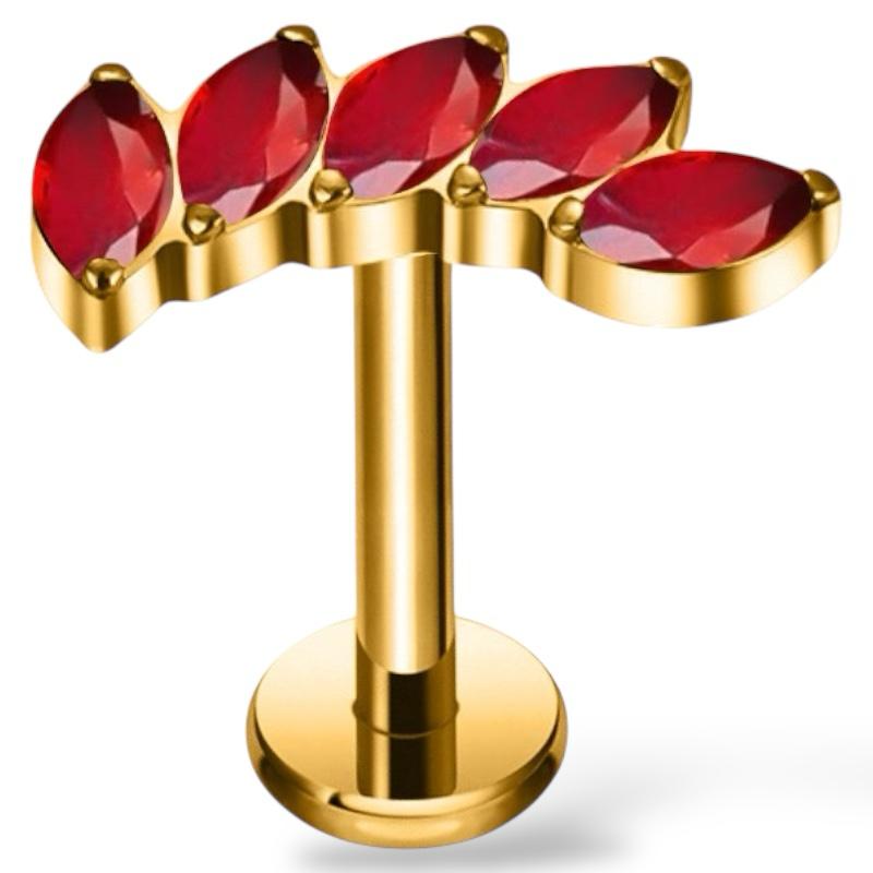 Labret aus Titan und Gold mit fünf Zirkonia