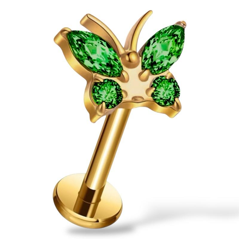 Labret aus Titan und Gold mit Schmetterlingsverschluss