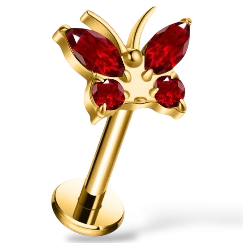 Labret aus Titan und Gold mit Schmetterlingsverschluss