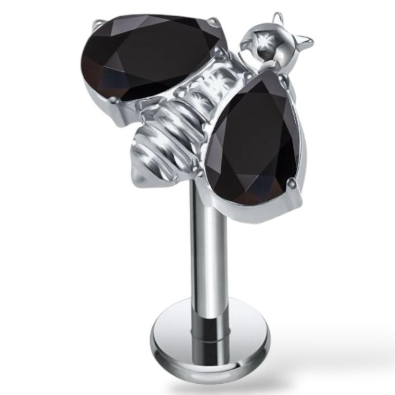 Labret-Anhänger aus Titansilber mit Biene und Zirkonia