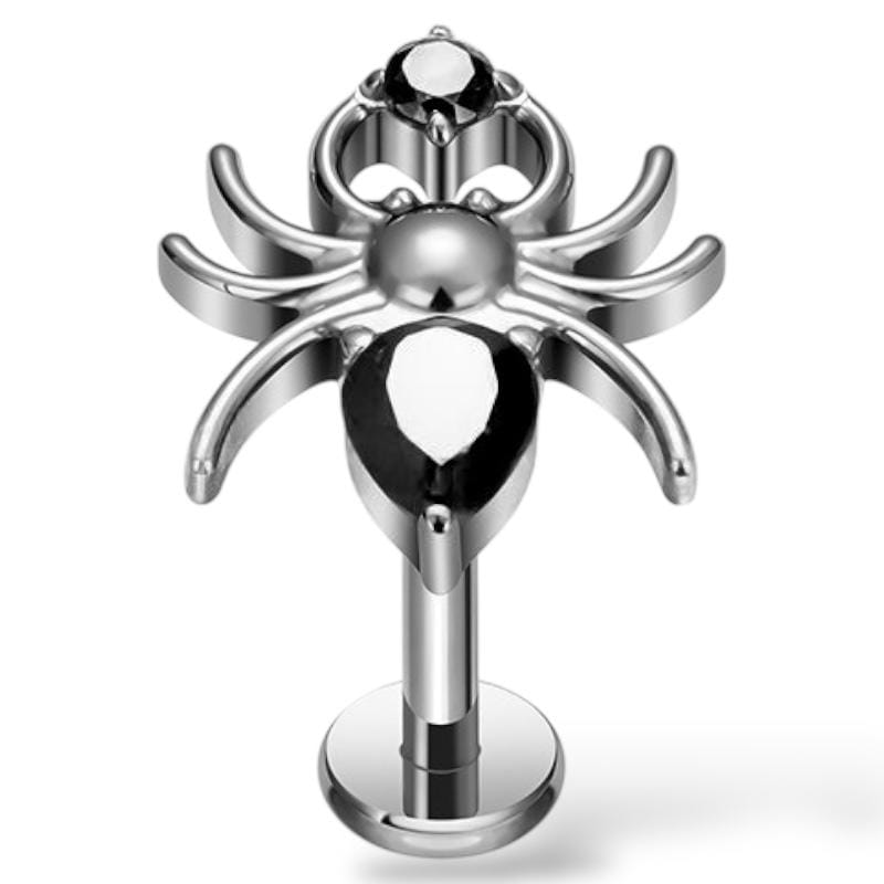 Labret aus Titansilber mit Spinnenmotiv