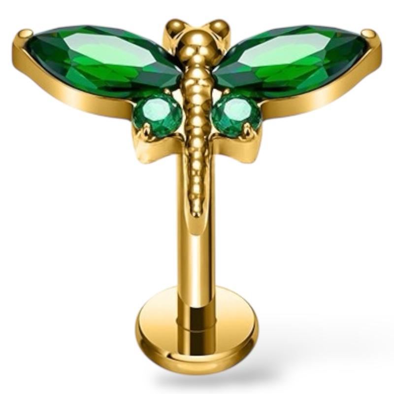 Libellen-Labret aus Titangold