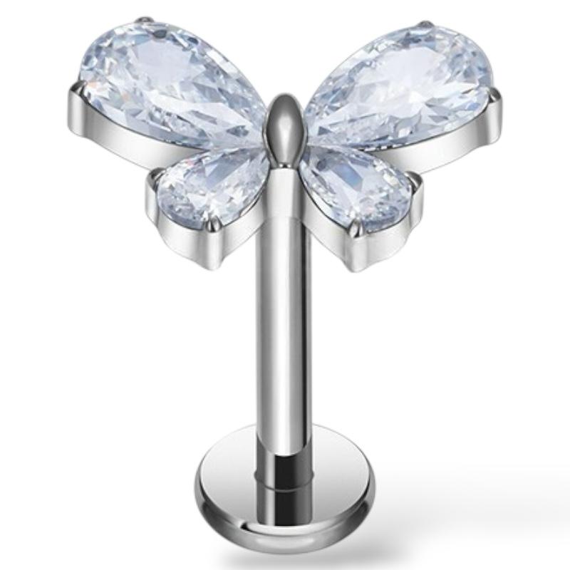 Dekorativer Labret-Verschluss aus Titan in Form eines Schmetterlings