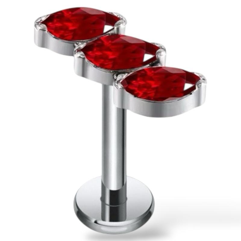 Labret-Ohrring aus Titan mit drei tropfenförmigen Zirkonen