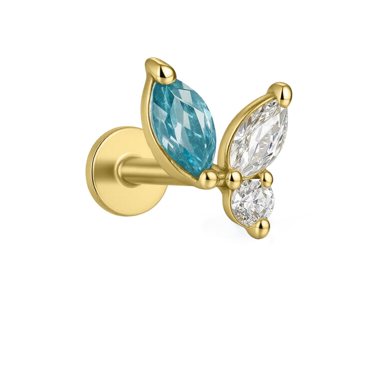 Schmetterlings-Labret mit Zirkonia – Silber 925