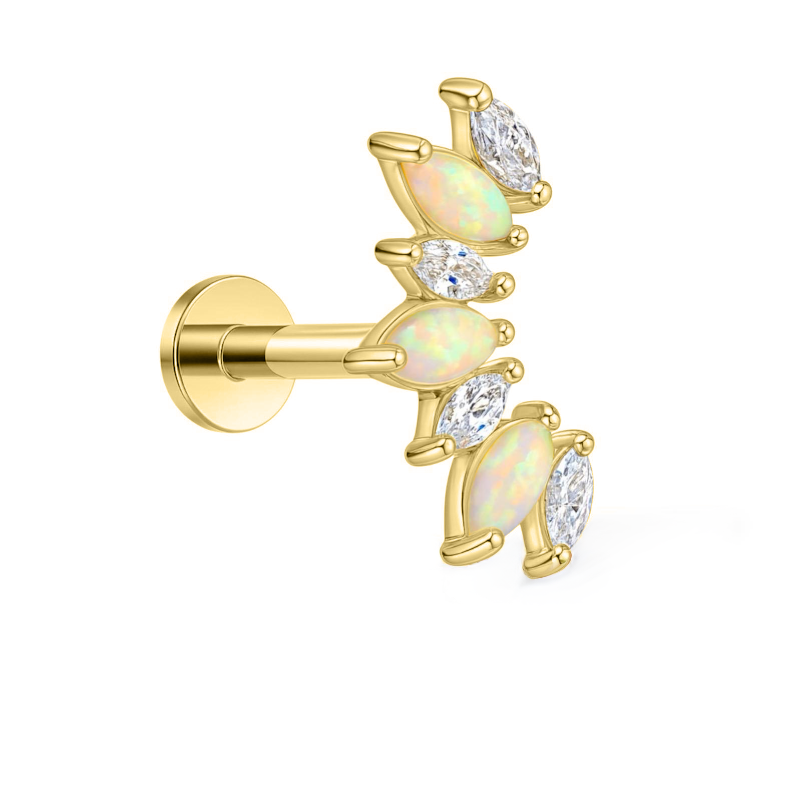 Labret mit Opal und Zirkonia – Silber 925