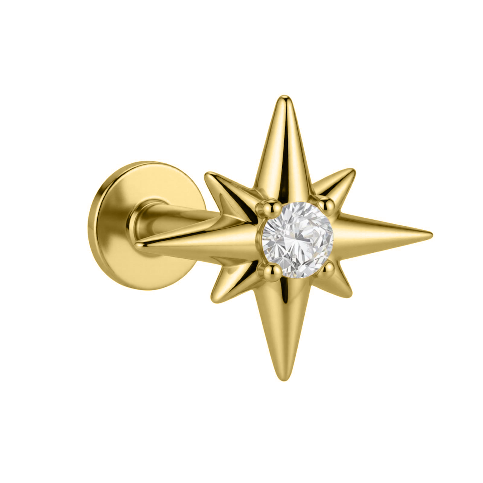 Goldstern-Labret – 925er Silber