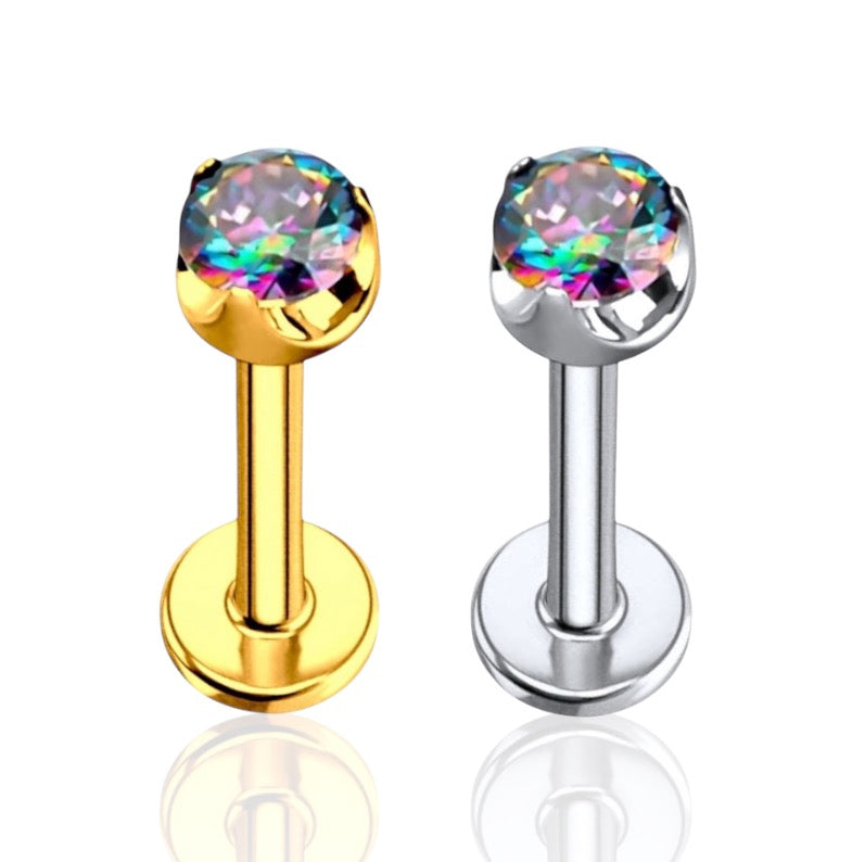 Labret aus Titan und Gold mit Zirkonia-Stift