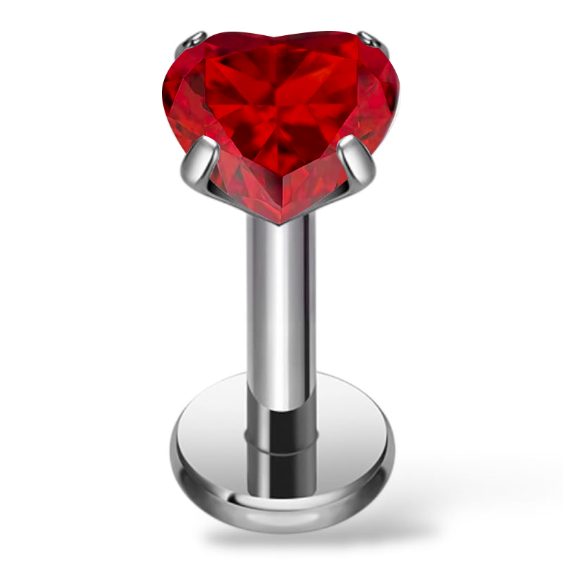 Labret-Ohrring aus Titan mit herzförmigem Zirkonia