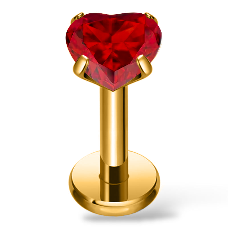 Labret-Ohrring aus Titangold mit herzförmigem Zirkonia