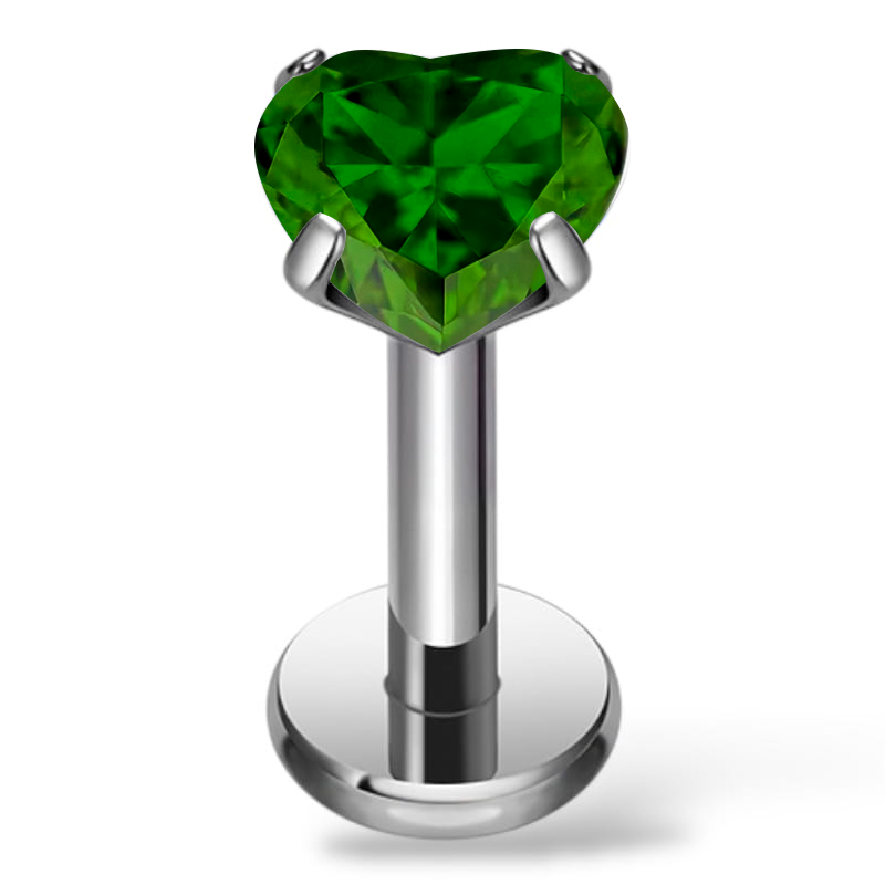 Labret-Ohrring aus Titan mit herzförmigem Zirkonia