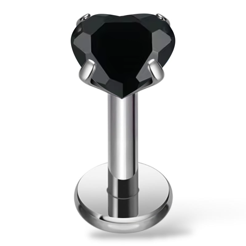 Labret-Ohrring aus Titan mit herzförmigem Zirkonia