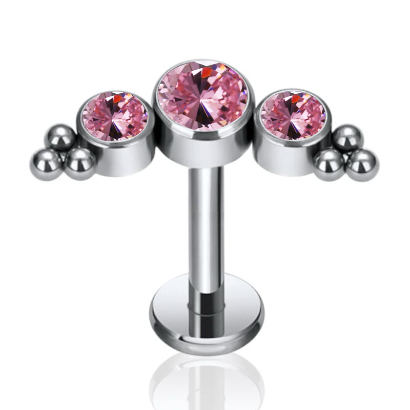 Ohrring aus Titan mit Zirkonia und Kugeln