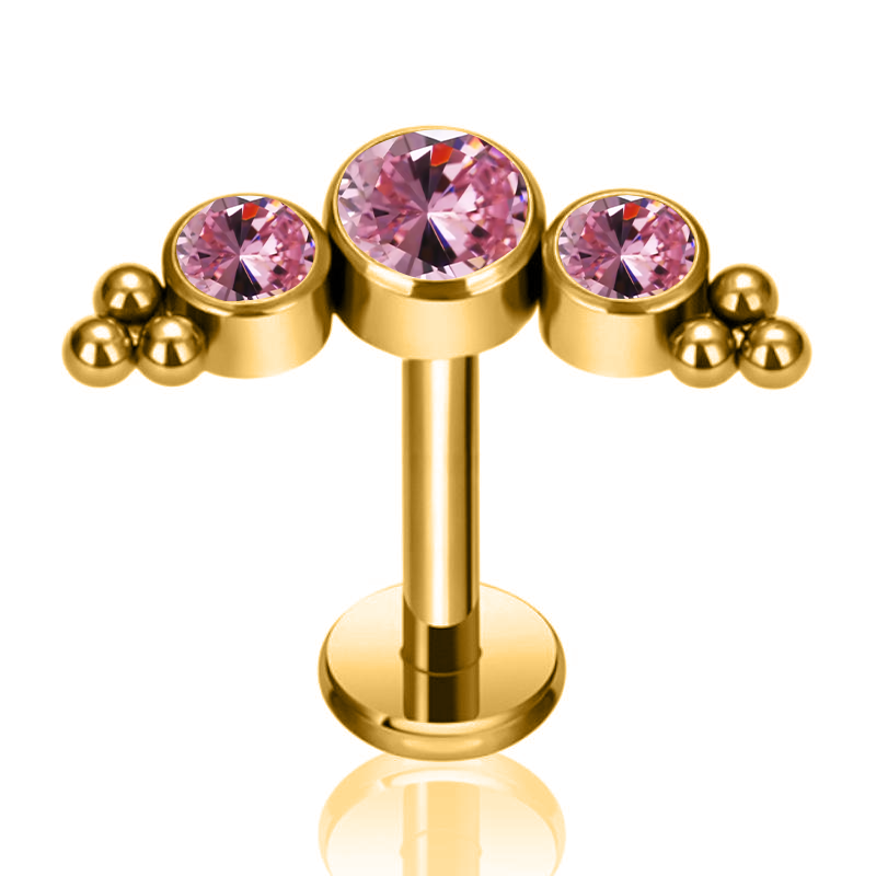 Ohrring aus Titan und Gold mit Zirkonia und Kugeln