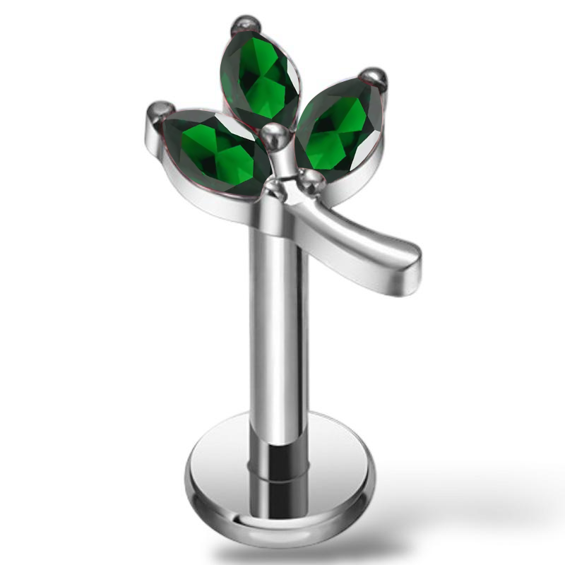 Blattförmiges Labret aus Titan und Silber mit Zirkonia